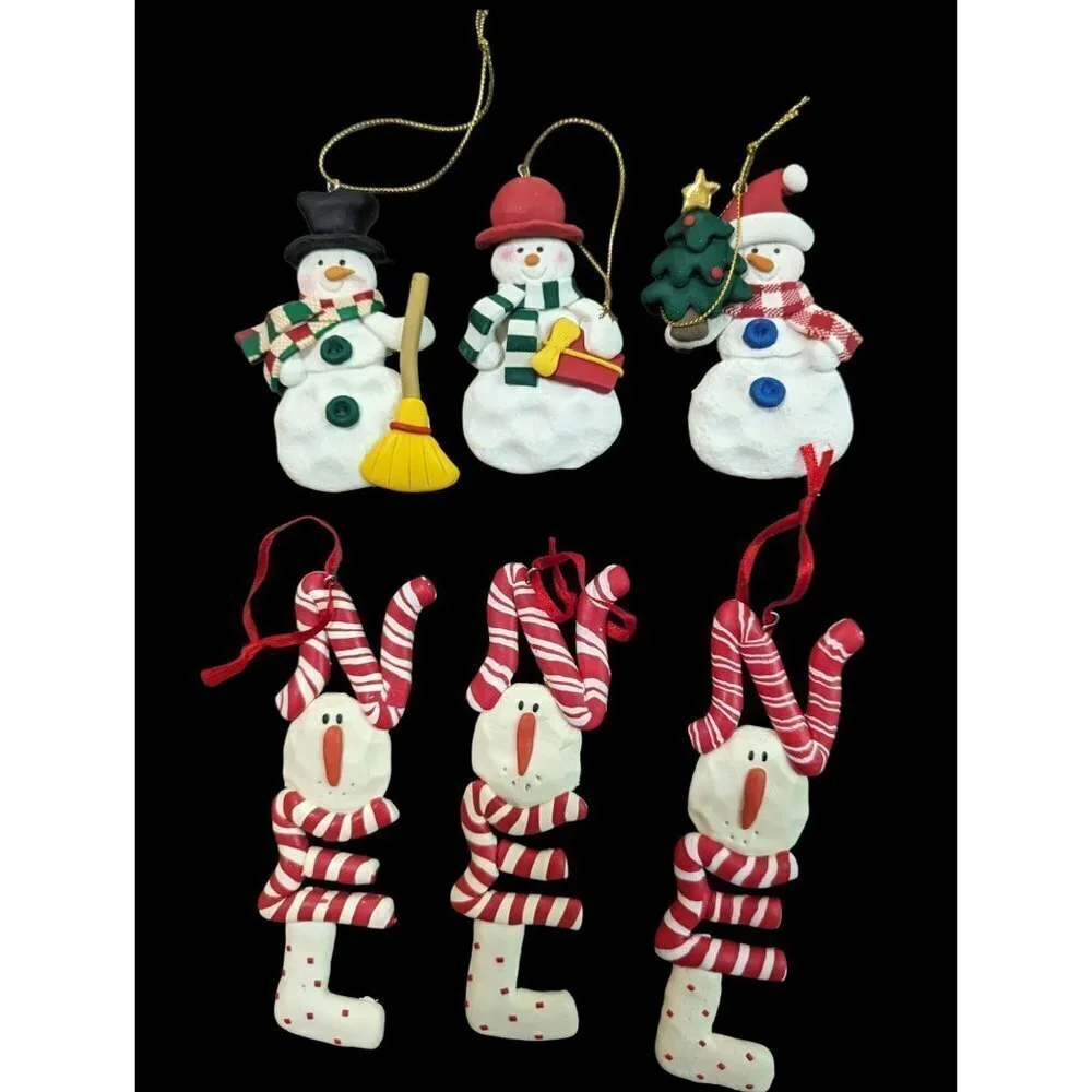 Santa  and reindeer Christmas ornaments‎ set of 6 Holiday decor